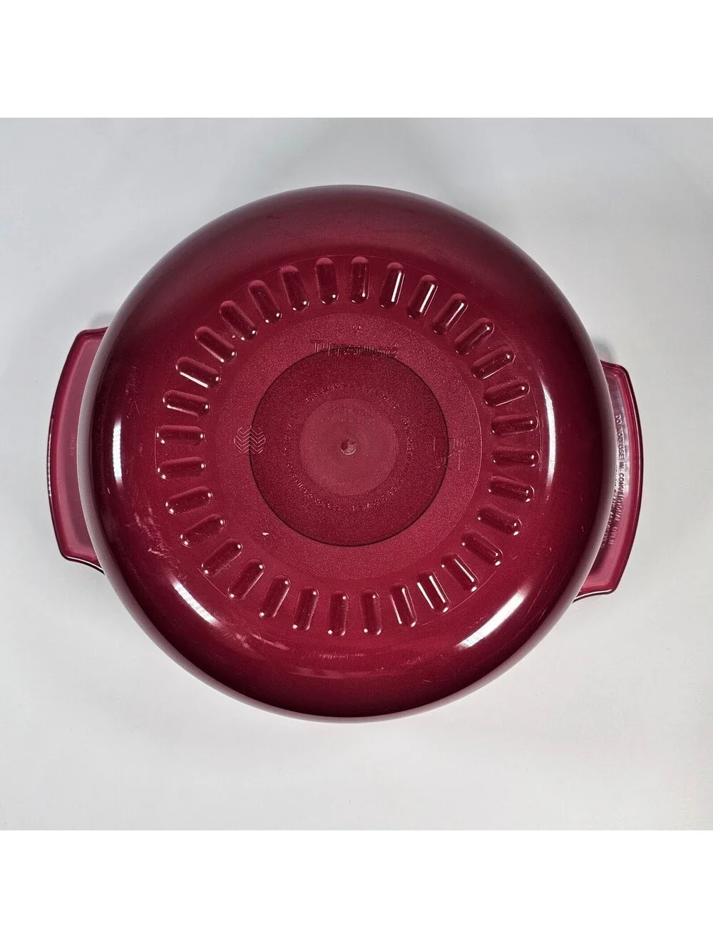 Tupperware Microwave Casserole Dish Cranberry Red Translucent Round Cooker 9in